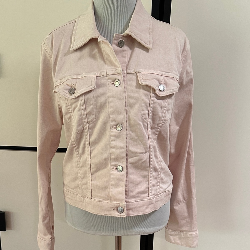 Michael Kors Light Pink Cropped Stretchy Jean Jacket XL
